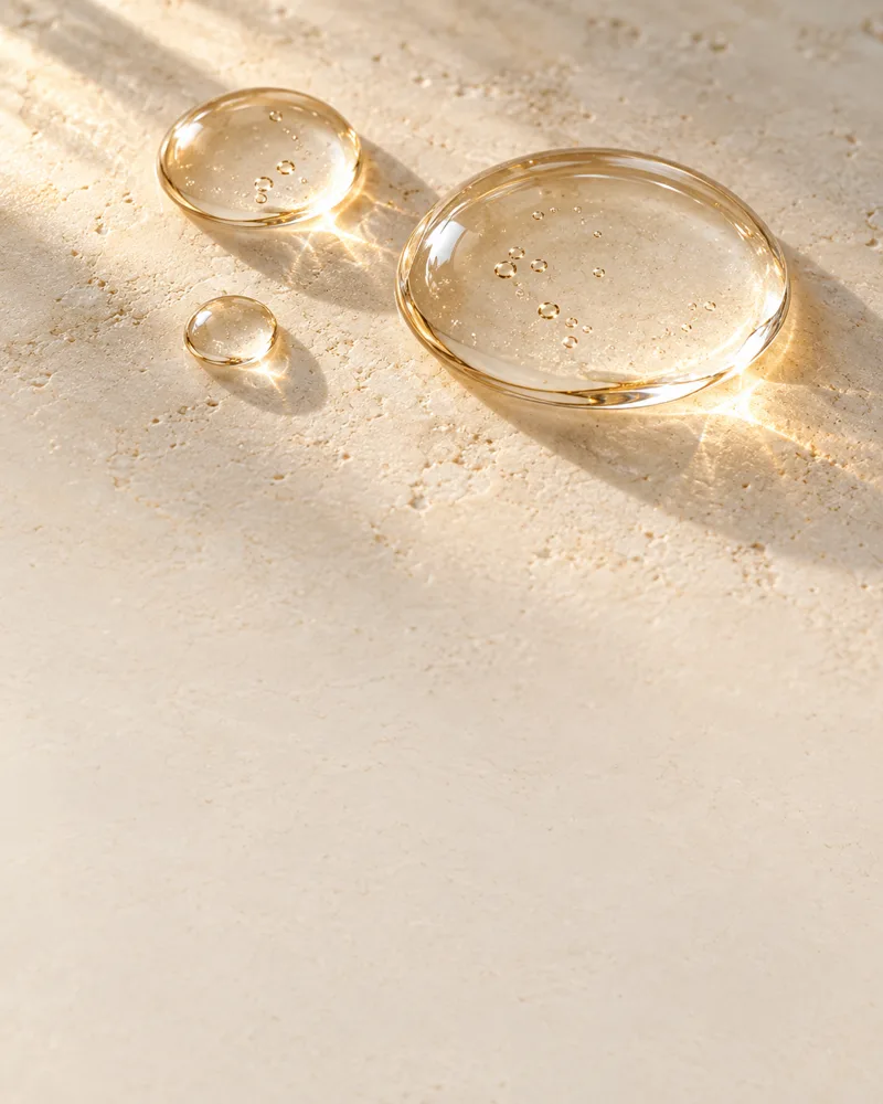 Gotas de sérum sobre piedra cálida