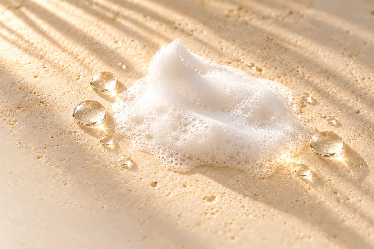 Espuma limpiadora sobre piedra
